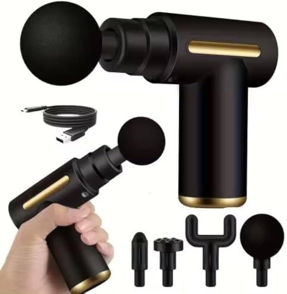 ماساژور تفنگی GUN | ماساژور شارژی 6 سرعته با 4 سری | ماساژور عضلانی پرقدرت بدون صدا