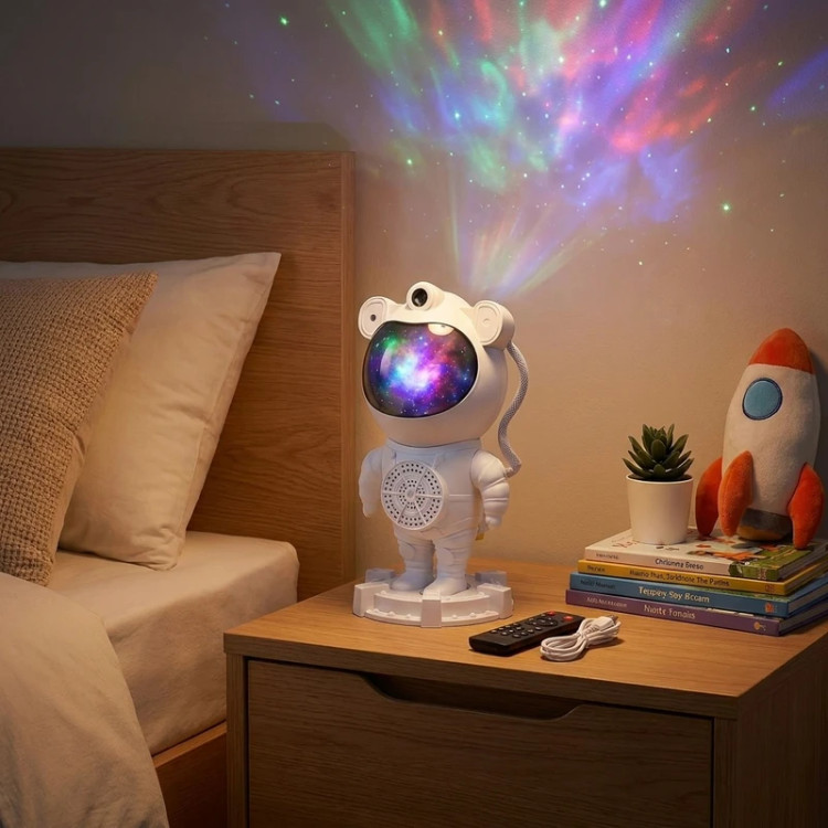 چراغ خواب پروژکتور کهکشانی فضانورد اسپیکردار بلوتوثی مدل Galaxy Projector