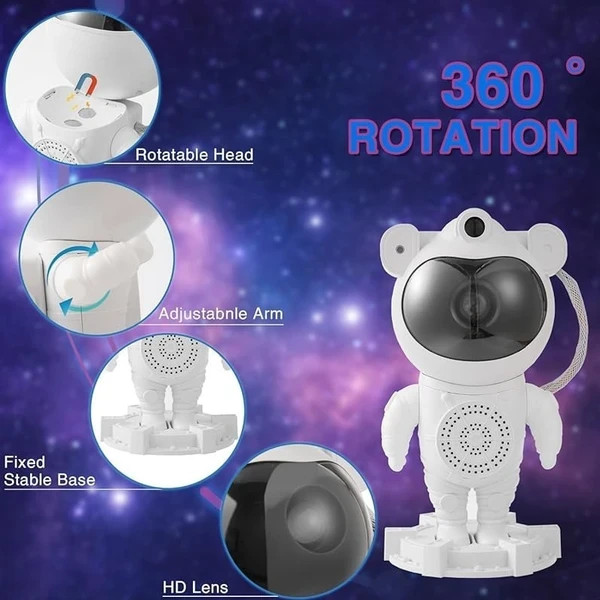 چراغ خواب پروژکتور کهکشانی فضانورد اسپیکردار بلوتوثی مدل Galaxy Projector