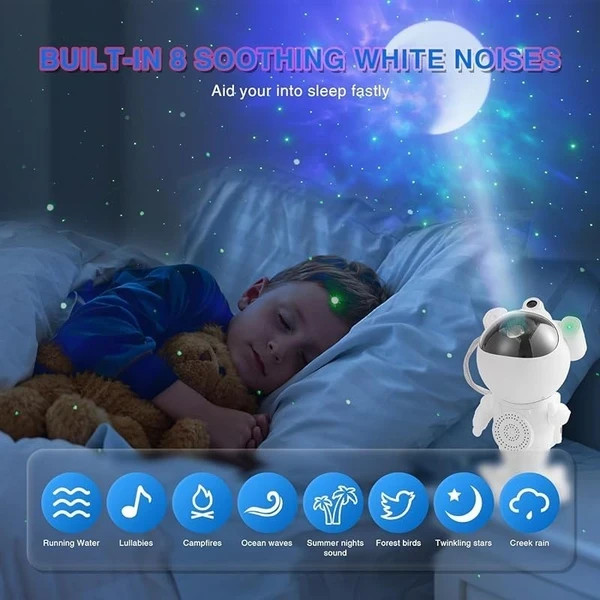 چراغ خواب پروژکتور کهکشانی فضانورد اسپیکردار بلوتوثی مدل Galaxy Projector