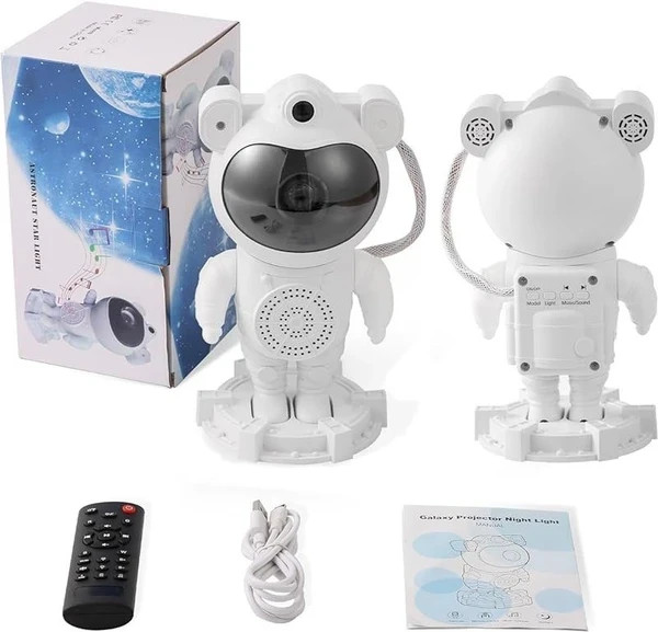 چراغ خواب پروژکتور کهکشانی فضانورد اسپیکردار بلوتوثی مدل Galaxy Projector