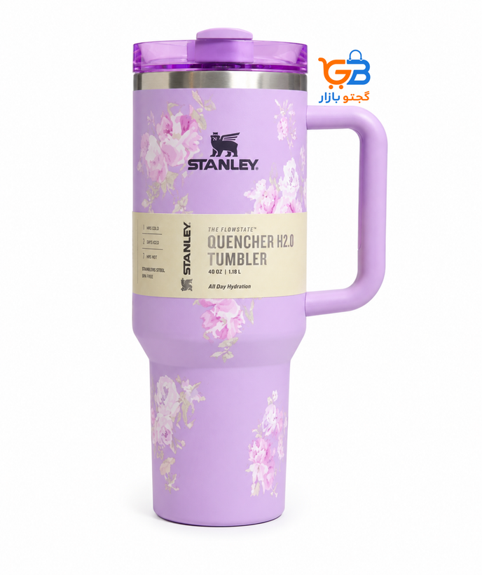 تراول ماگ استنلی گلدار ۴۰oz مدل Quencher H2.0 | طرح پاستلی خاص
