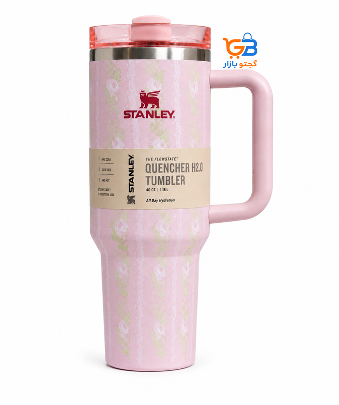تراول ماگ استنلی گلدار ۴۰oz مدل Quencher H2.0 | طرح پاستلی خاص
