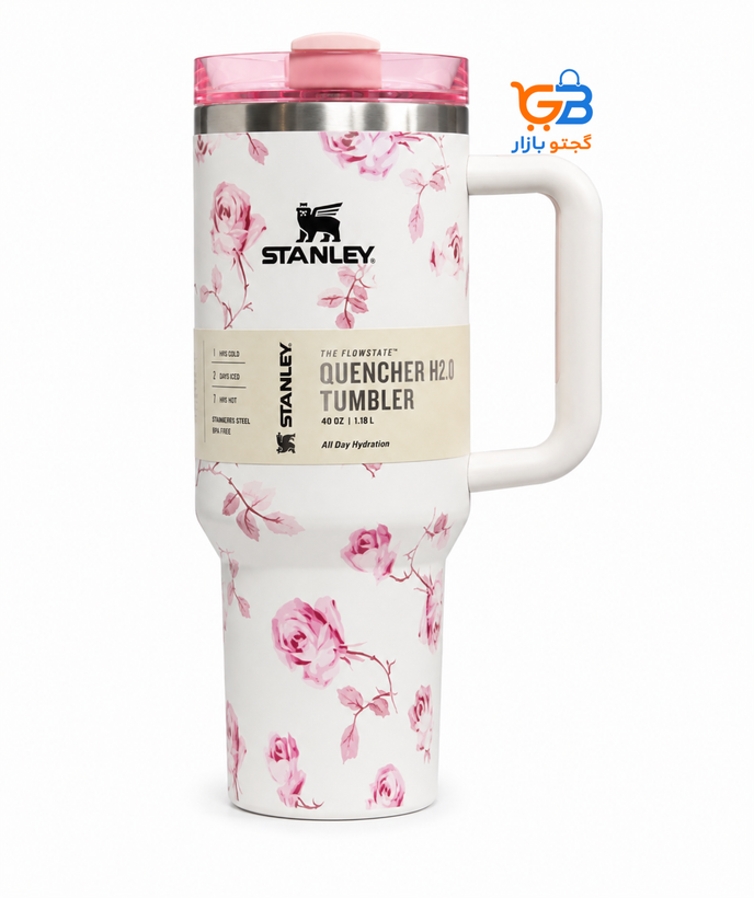 تراول ماگ استنلی گلدار ۴۰oz مدل Quencher H2.0 | طرح پاستلی خاص