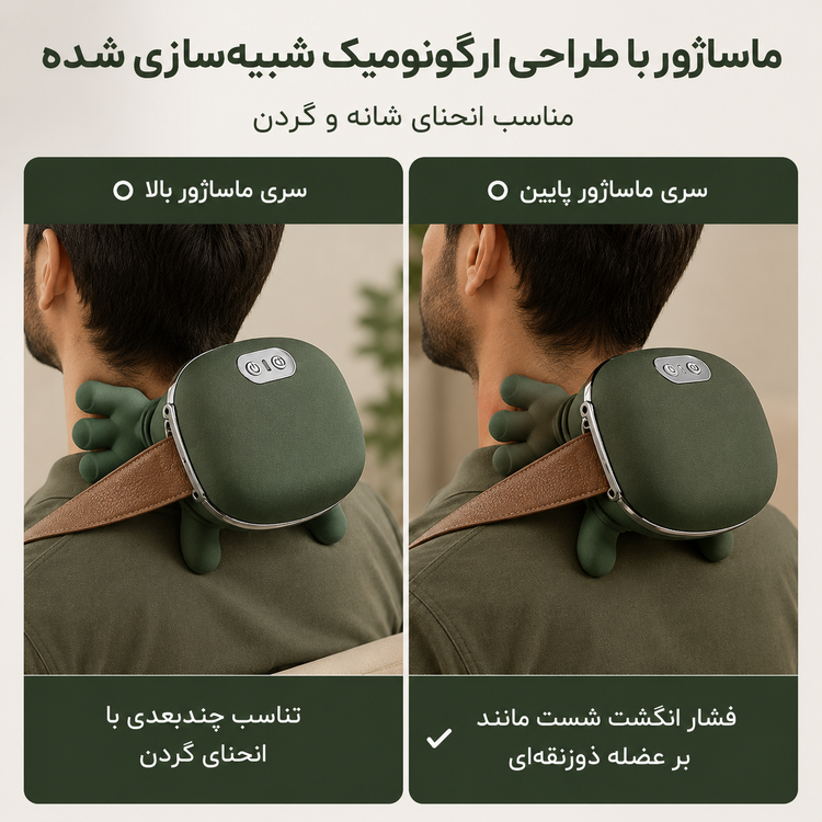 ماساژور شیاتسو گردن و شانه طرح دست انگشتی اورجینال مدل N7 | کمپرس گرم دو حالته