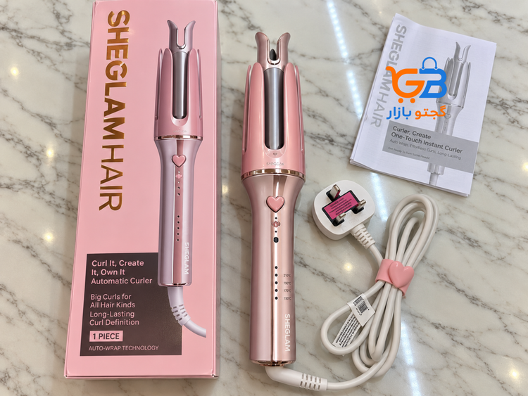 کرلی و فرکننده مو اتوماتیک چرخشی شیگلم اصل SHEGLAM صورتی قلبی مدل Cupid’s Charm One-Touch Instant Curler | سایز 19، 25 و 32 میلیمتر
