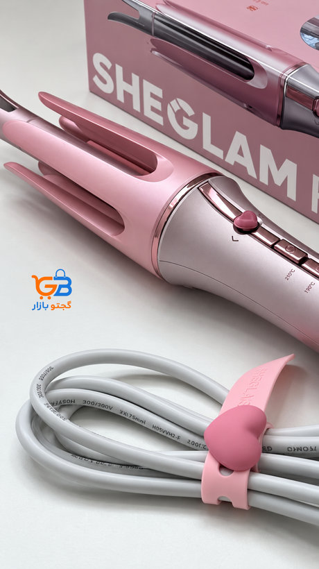 کرلی و فرکننده مو اتوماتیک چرخشی شیگلم اصل SHEGLAM صورتی قلبی مدل Cupid’s Charm One-Touch Instant Curler | سایز 19، 25 و 32 میلیمتر