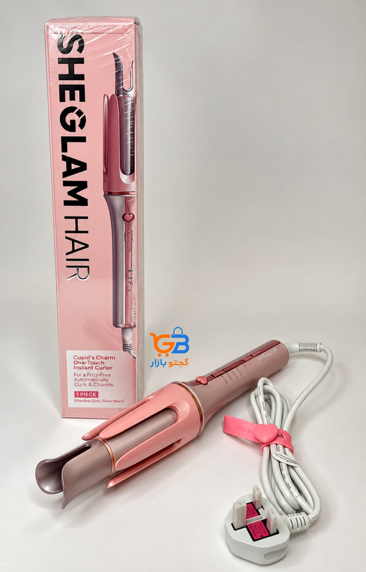 کرلی و فرکننده مو اتوماتیک چرخشی شیگلم اصل SHEGLAM صورتی قلبی مدل Cupid’s Charm One-Touch Instant Curler | سایز 19، 25 و 32 میلیمتر