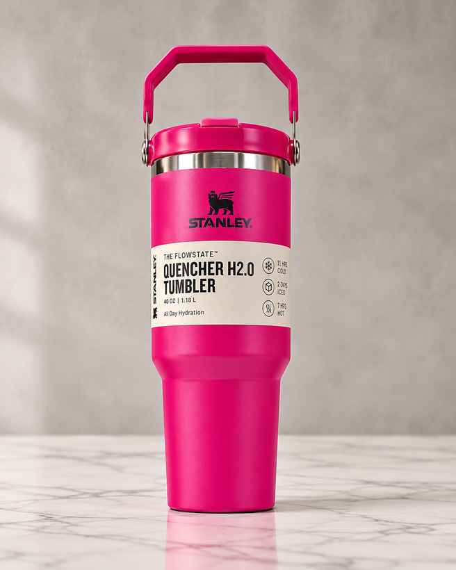 تراول ماگ استنلی دستهدار (دسته از بالا) Quencher H2.0 ظرفیت ۸۸۰ میل (۸۸۷ میلیلیتر) 30oz | ماگ استیل دوجداره وکیوم