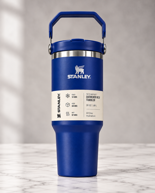 تراول ماگ استنلی دستهدار (دسته از بالا) Quencher H2.0 ظرفیت ۸۸۰ میل (۸۸۷ میلیلیتر) 30oz | ماگ استیل دوجداره وکیوم