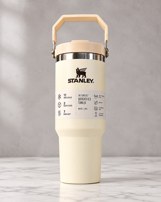 تراول ماگ استنلی دستهدار (دسته از بالا) Quencher H2.0 ظرفیت ۸۸۰ میل (۸۸۷ میلیلیتر) 30oz | ماگ استیل دوجداره وکیوم