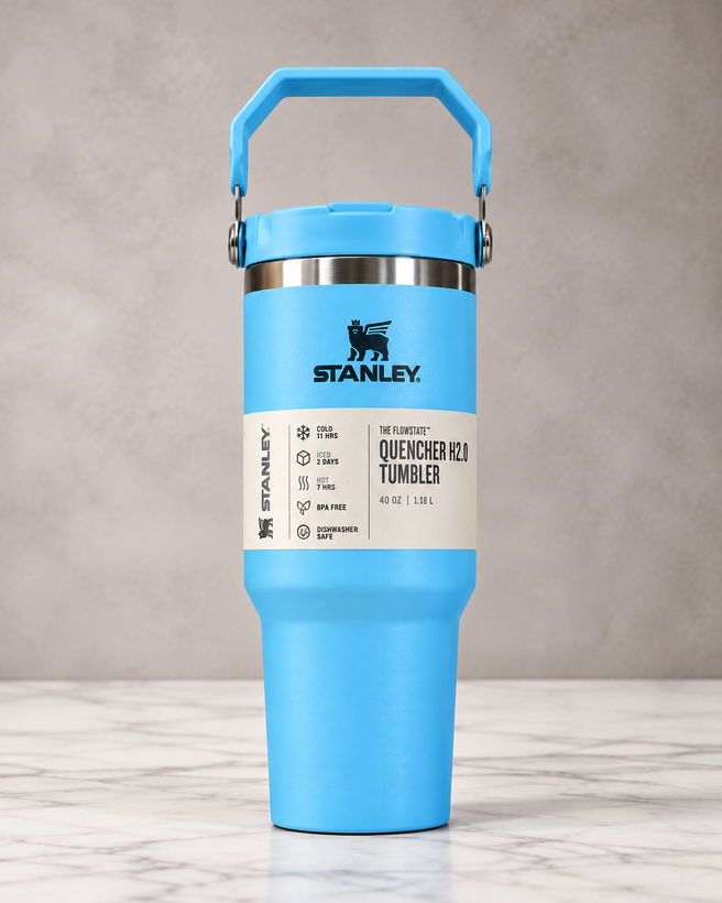 تراول ماگ استنلی دستهدار (دسته از بالا) Quencher H2.0 ظرفیت ۸۸۰ میل (۸۸۷ میلیلیتر) 30oz | ماگ استیل دوجداره وکیوم