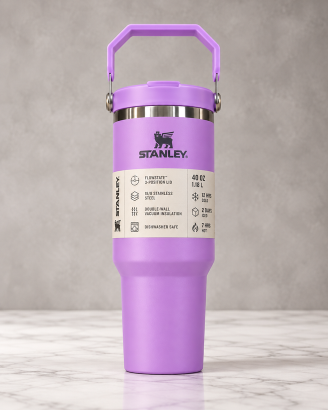تراول ماگ استنلی دستهدار (دسته از بالا) Quencher H2.0 ظرفیت ۸۸۰ میل (۸۸۷ میلیلیتر) 30oz | ماگ استیل دوجداره وکیوم