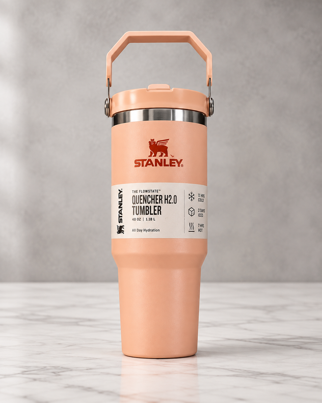 تراول ماگ استنلی دستهدار (دسته از بالا) Quencher H2.0 ظرفیت ۸۸۰ میل (۸۸۷ میلیلیتر) 30oz | ماگ استیل دوجداره وکیوم